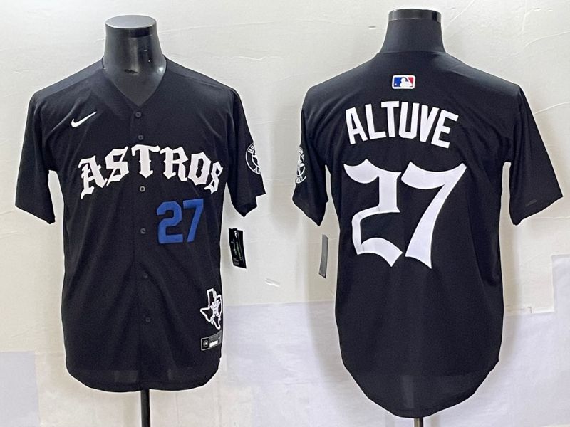 Men 2025 Houston Astros 27 Altuve Black Seven generations Joint Name Nike MLB Jersey style 6